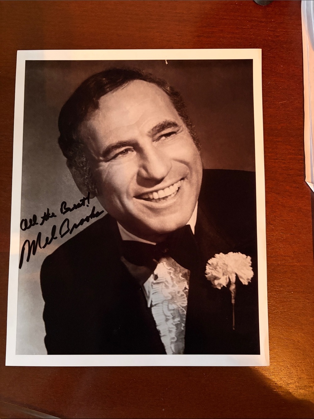 Signed Black & White Celebrity Portrait with Carnation of Mel Brooks